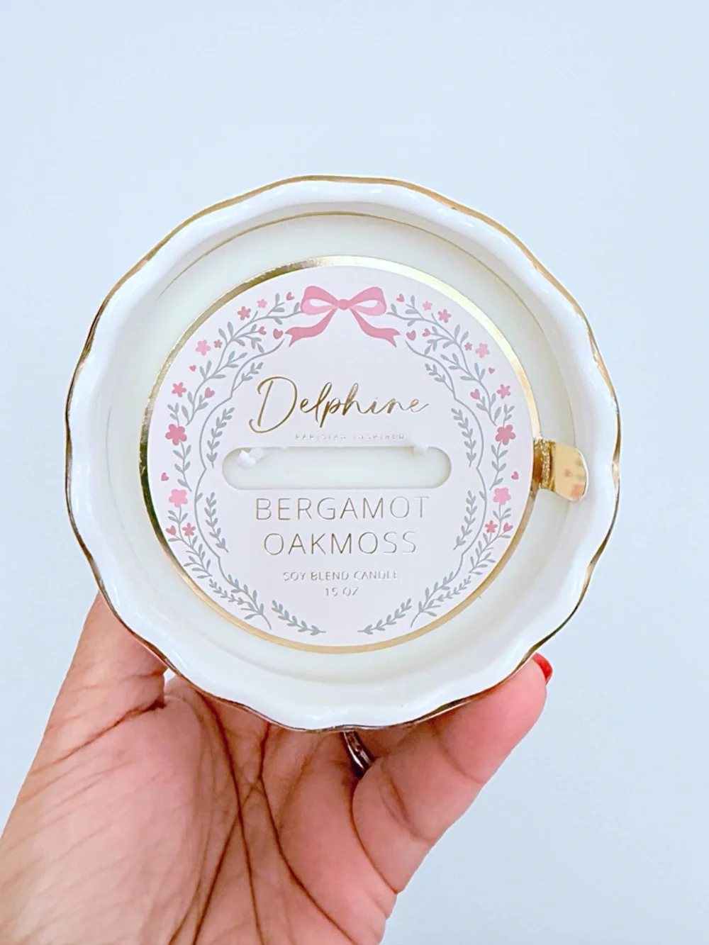 Delphine Bergamot Oakmoss Decorative Soy Blend Scented Candle